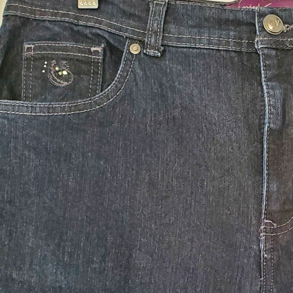 GLORIA VANDERBILT Sz 14 AMANDA Dk Wash Blue Denim Jeans Straight High Rise - Picture 9 of 16